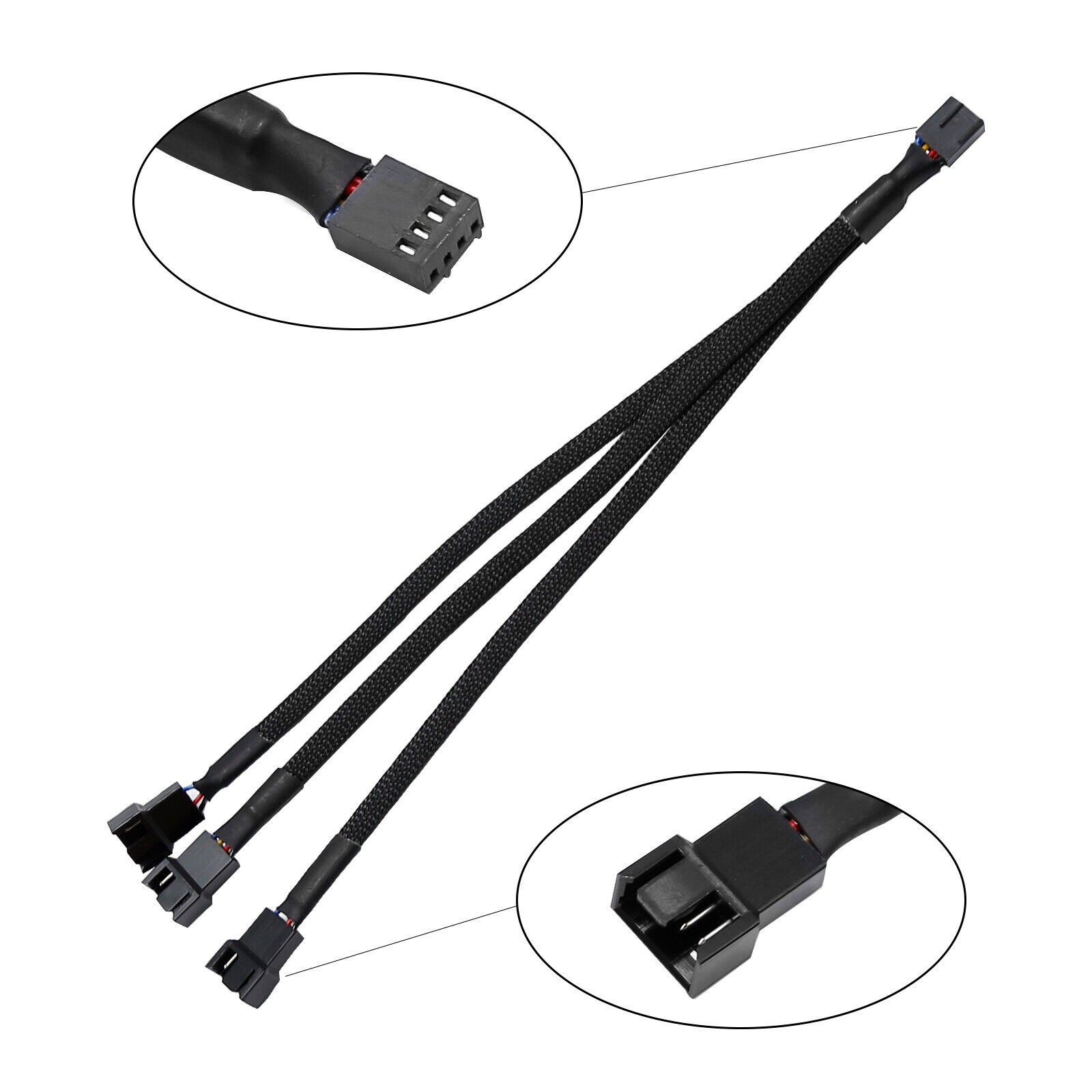 27cm 4 Pin 1 to 3 Way Cooling Fan Water Cooling PWM Fan Splitter Cable Adapter