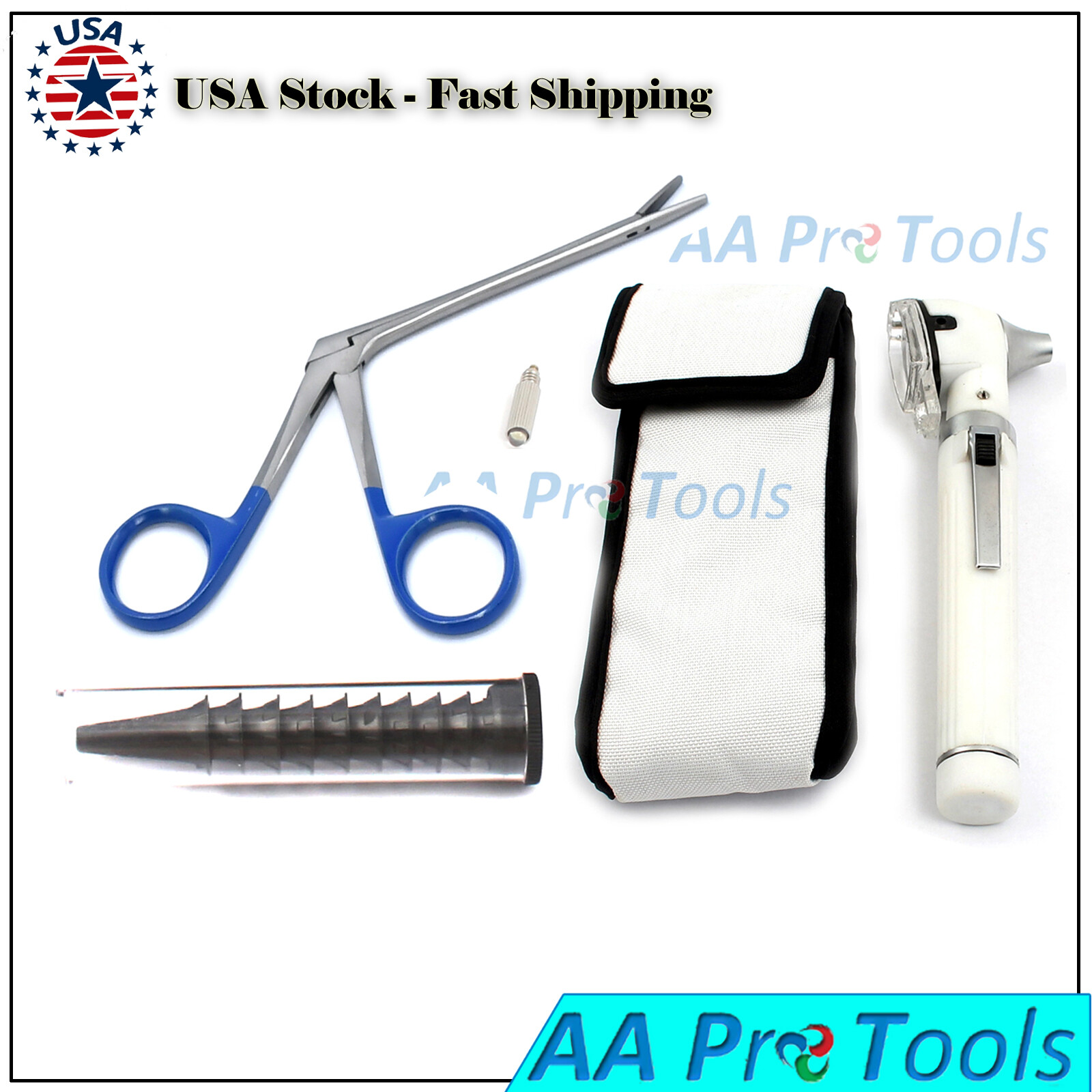 FIBER OPTIC Otoscope Examination LED Diagnostic ENT SET +1BULB+ALLIGATOR FCP-WHT