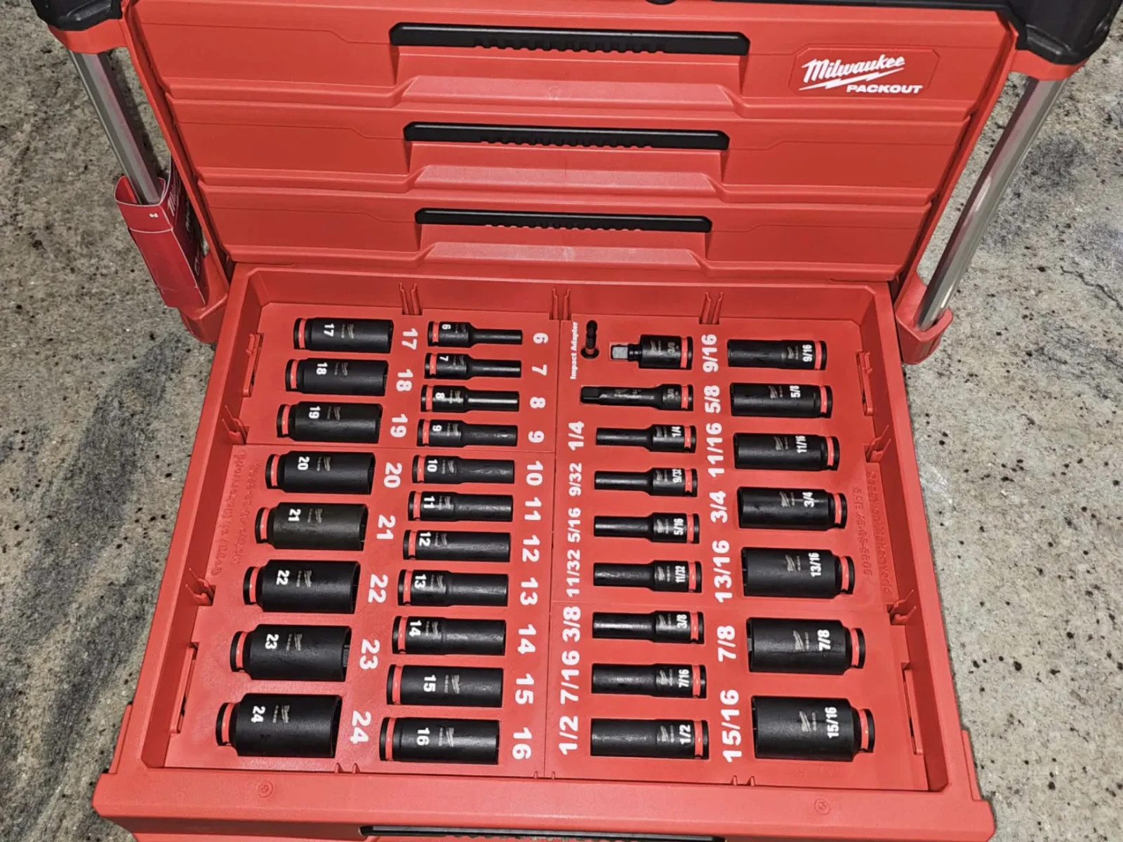 Custom 3/8in 36PC Socket Packout Insert For Dual 4-Drawer Milwaukee | PETG