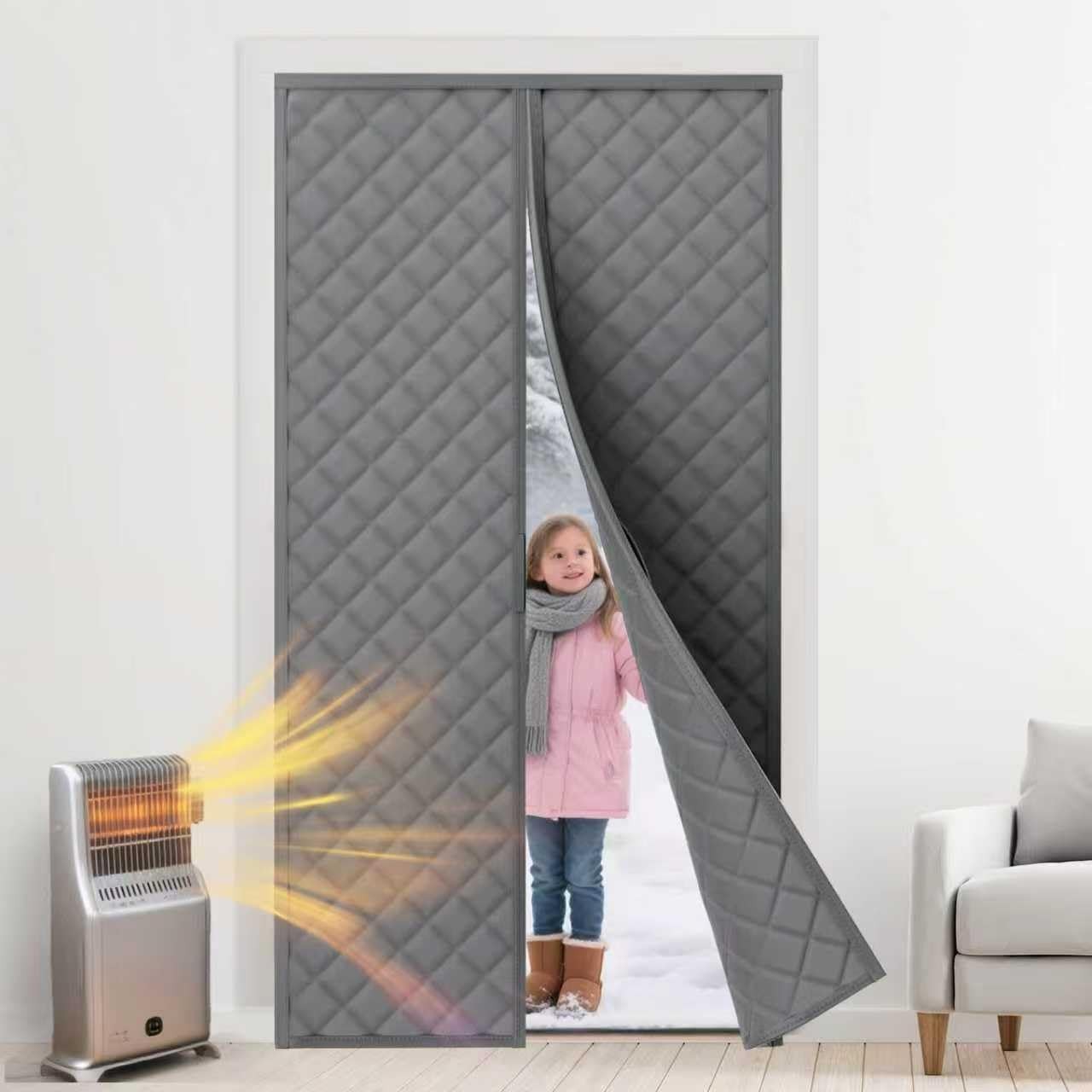 Winter Magnetic Thermal Door Cover for 36X84 Inch Door, Heavy Duty Oxford Cotton