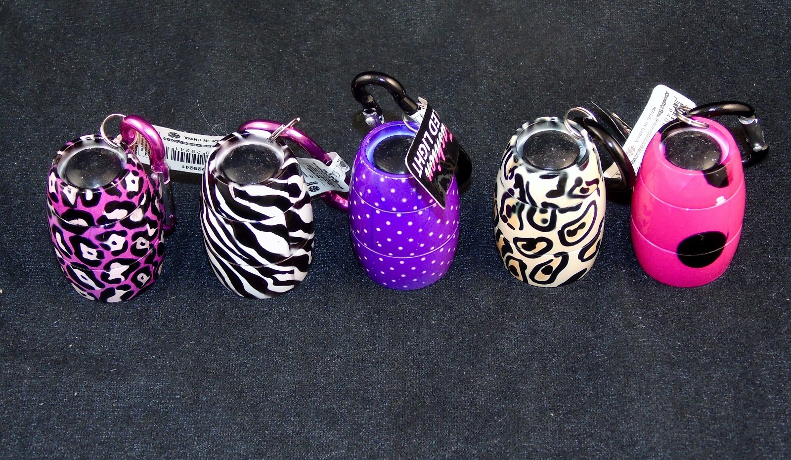 6 Bulb LED Carabiner Nugget Flashlight ~ 5 Fashion Patterns, Clips Anywhere