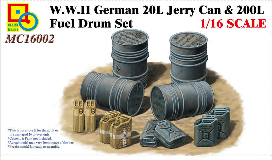 Classy Hobby MC16002 1/16 Scale WWII German 20L Jerry Can & 200L Drum Set