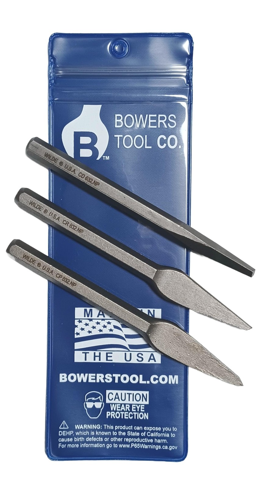 3pc 5/32 Diamond 1/4in Cape and Round Chisel Set w Pouch MADE IN USA