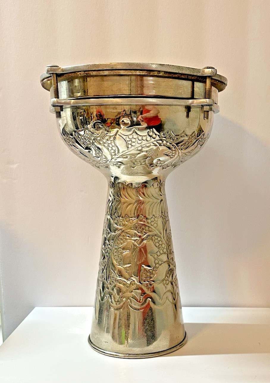 Silver Medal Embossed Vintage Congo Drum