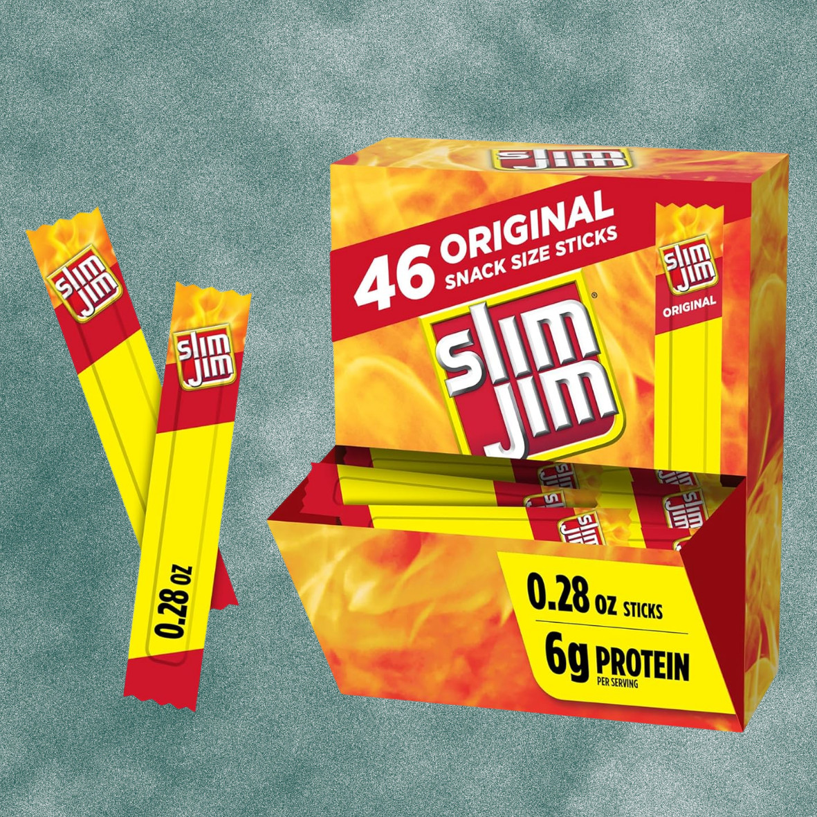 Slim Jim Smoked Meat Sticks, Original Flavor, 6g Protein Per Serving, Snack Size