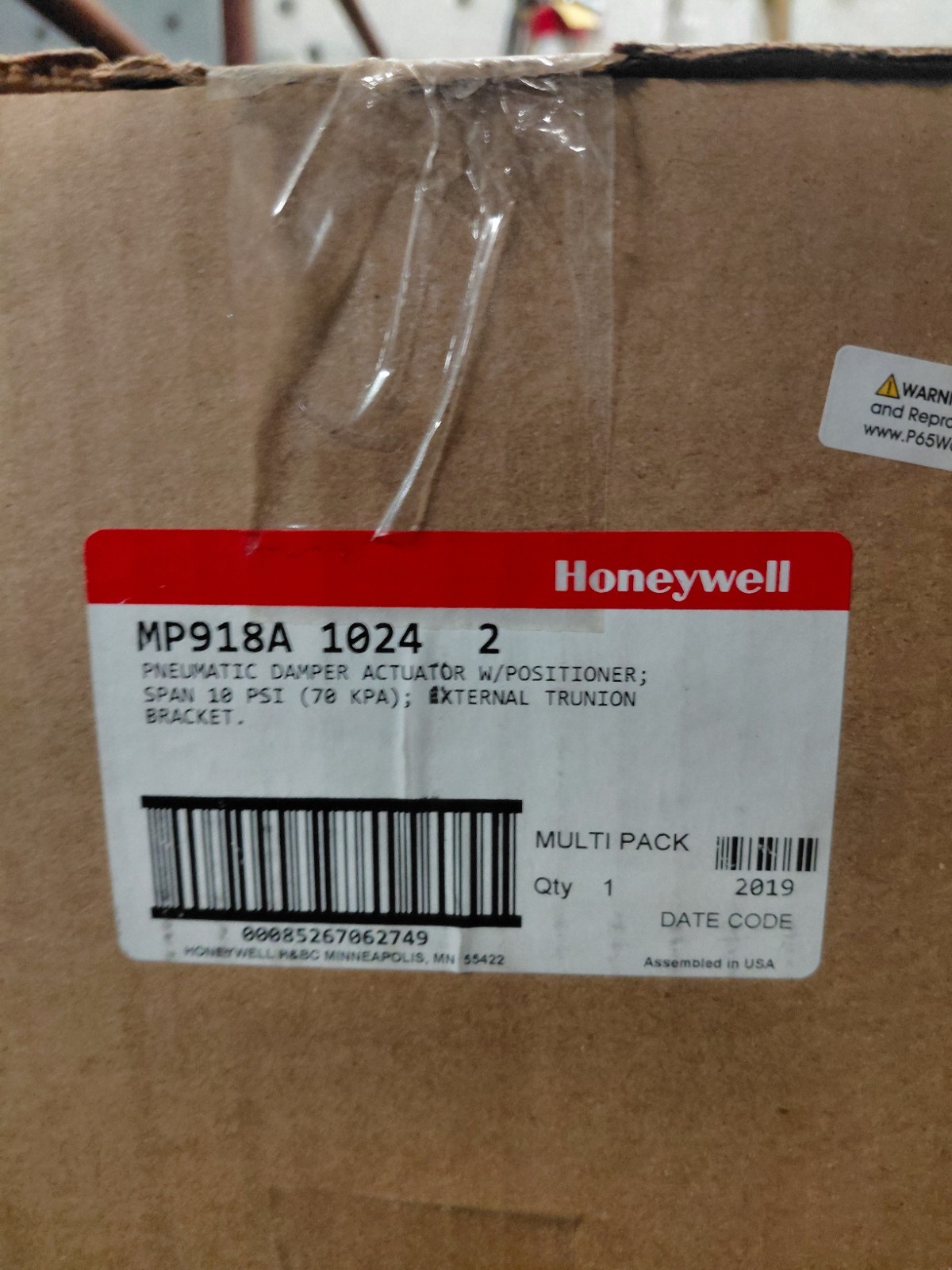 Honeywell, MP918A 1024 2, Pnuematic Damper Actuator W/ Positioner