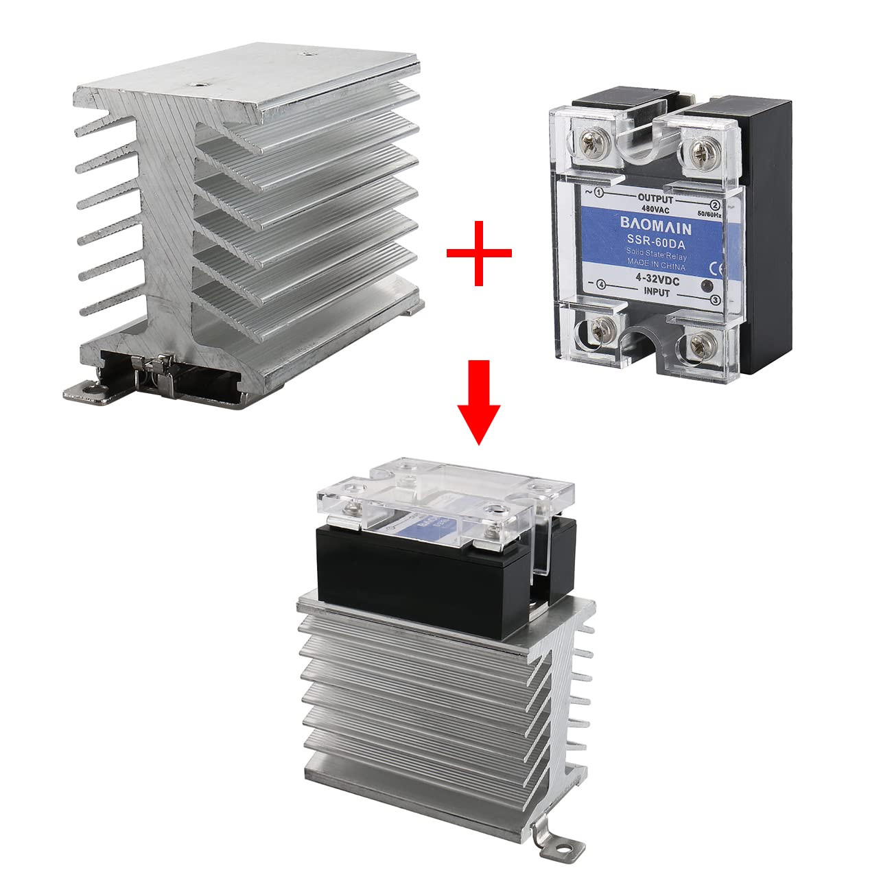 SSR-60DA 60A Solid State Relay Module 4-32VDC / 24-480VAC + Heat Sink