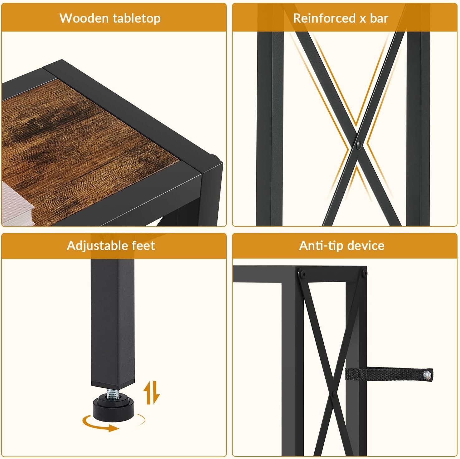 70" Slim Sofa Table, Behind Sofa, Country Brown