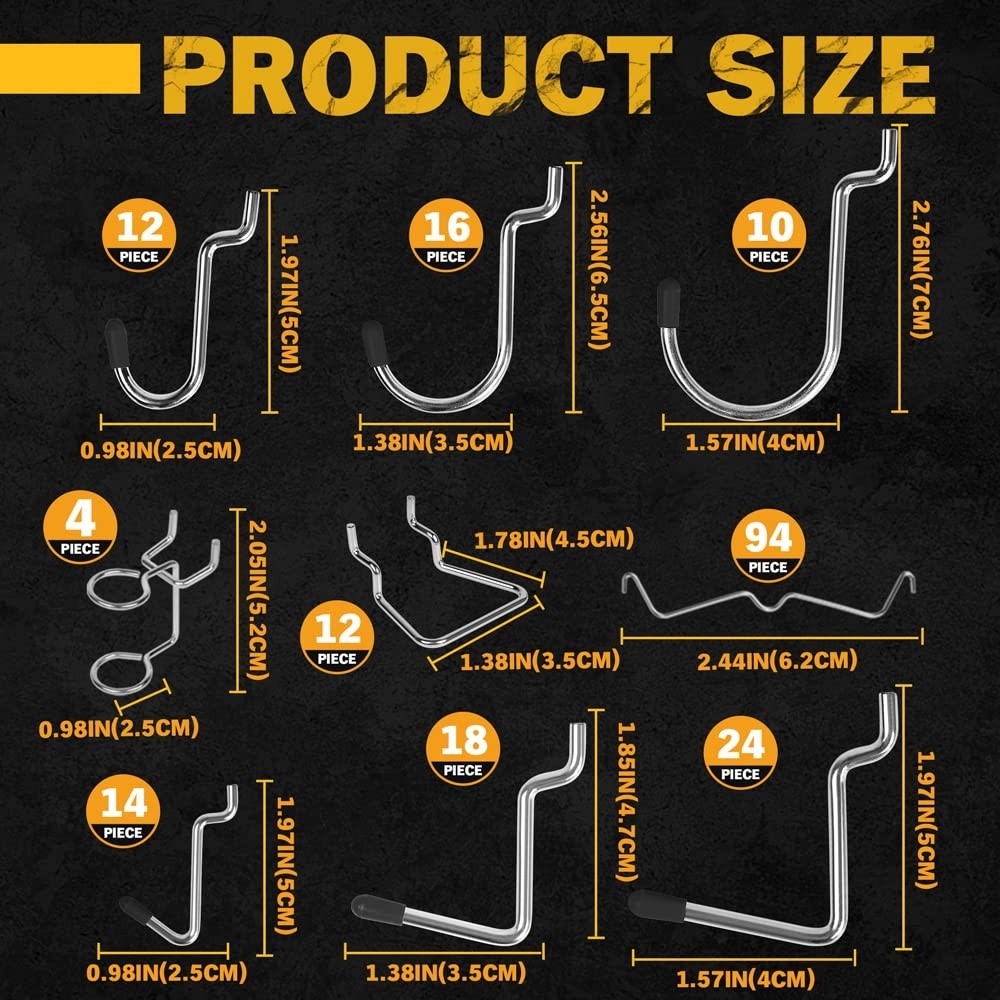 Complete 260-Piece Pegboard Hook Set: Durable & Versatile Workspace Solution