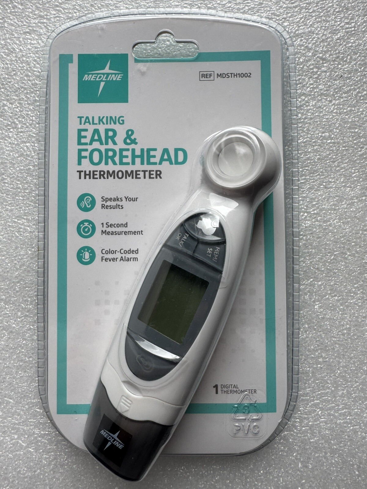 MEDLINE TALKING INFRARED THERMOMETER FOR EAR & FOREHEAD MEASURES 5 1/2” x 11/4”