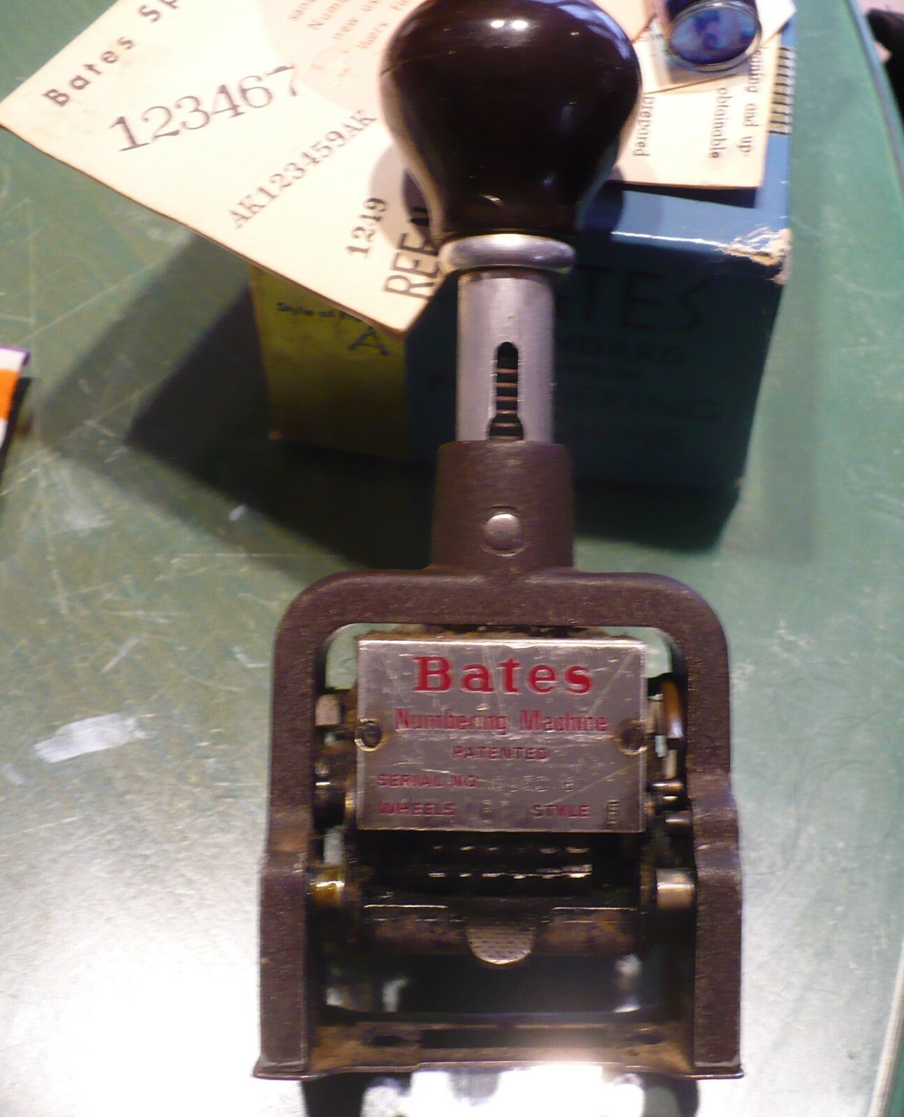 VTG Bates Numbering Machine + Ink Stamp, 6 Wheels, Style A