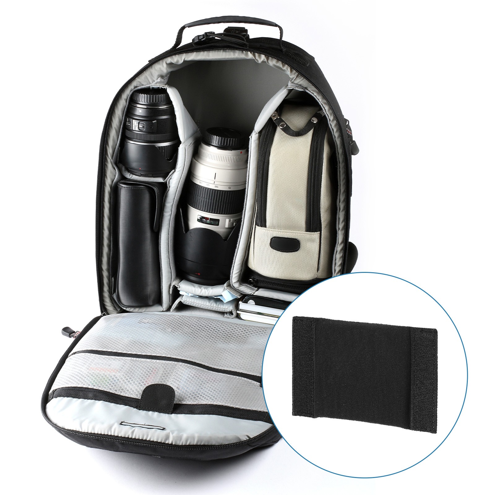 Camera Bag Divider, 2Pcs 5.51"x3.78"x0.55" Shockproof Separator, Black
