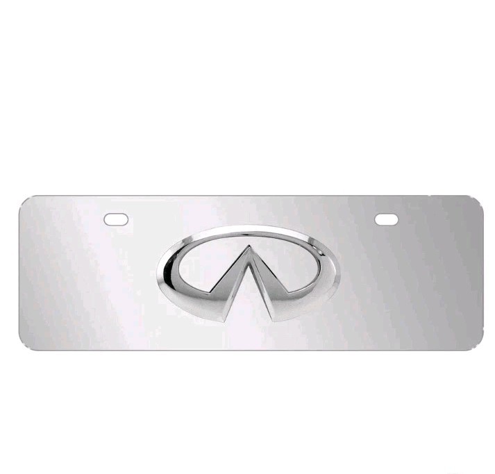 INFINITI 3D Metal Logo European Look Half-Size Brush Metal License Plate