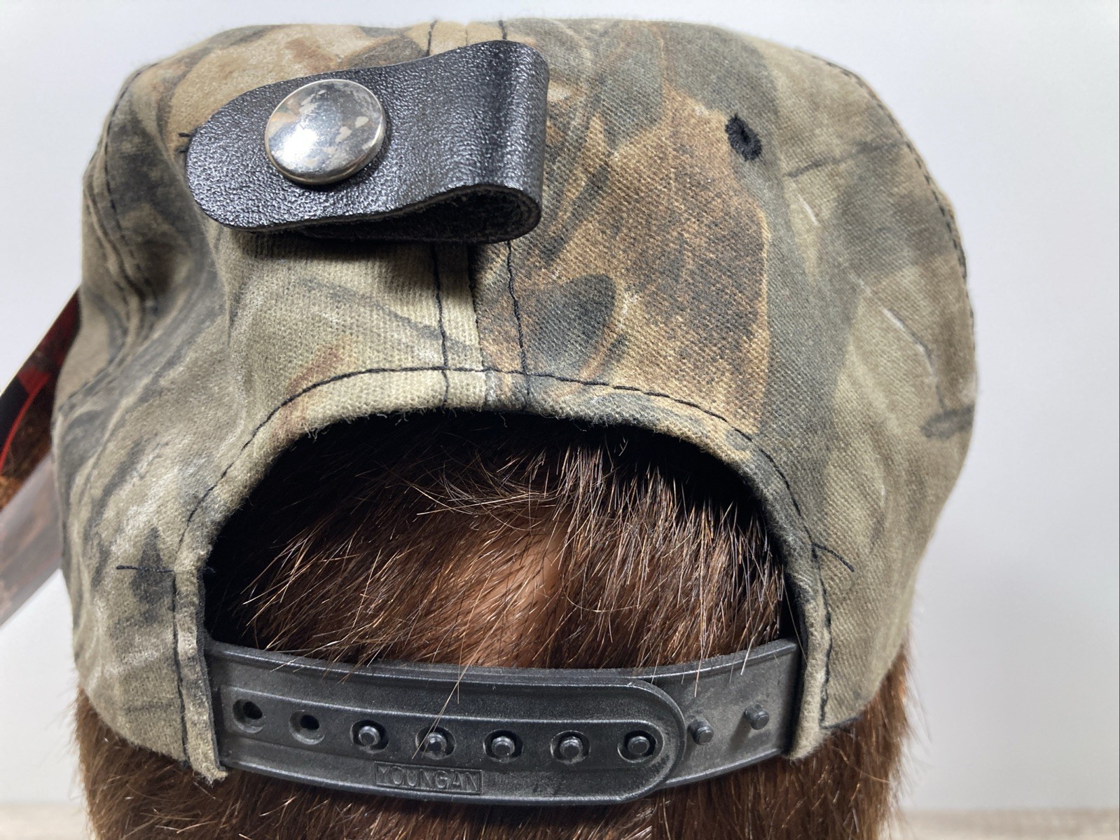 Vintage Realtree Hardwoods Camo Coon Hunting Miner's Headlamp Bracket Hat - New