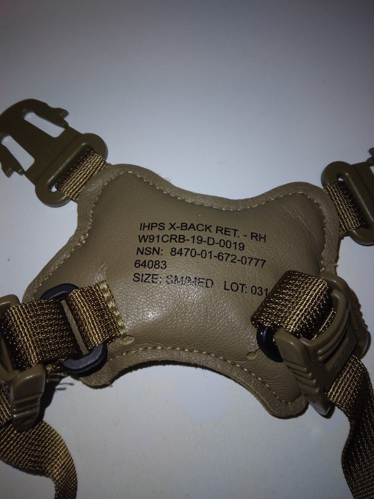 US Army 3M Ceradyne IHPS F70 Helmet Boltless 4 Point Chinstrap Harness SM/MD