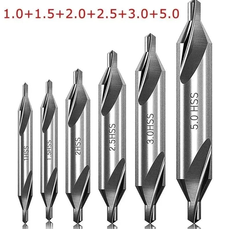 7pcs Center Drill Bits Set 60° HSS Countersink Lathe Metal Tools