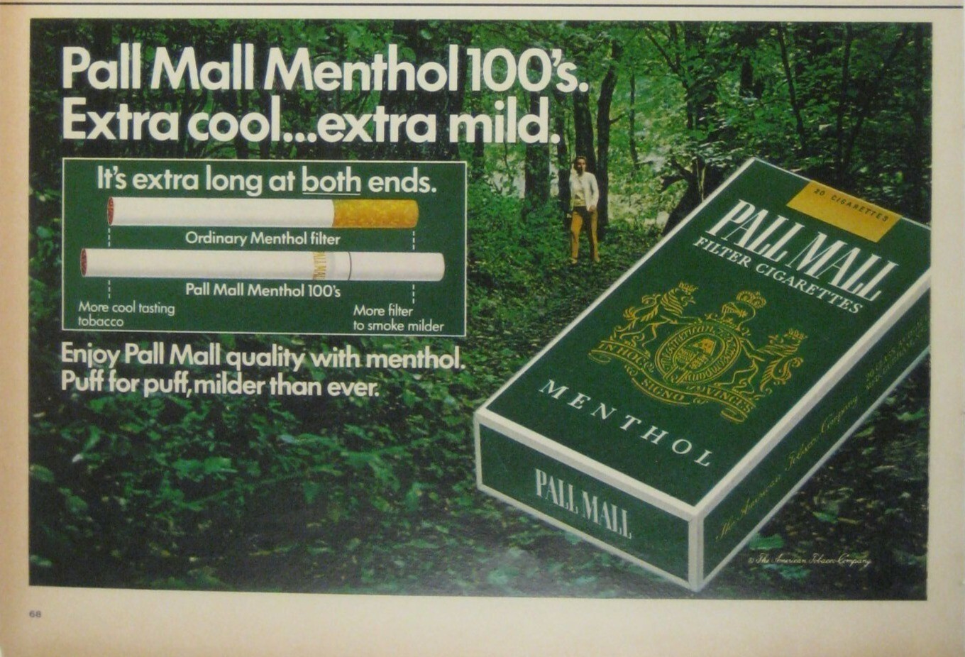 Pall Mall Menthol 100s Vintage Advertisement Print Tobacco