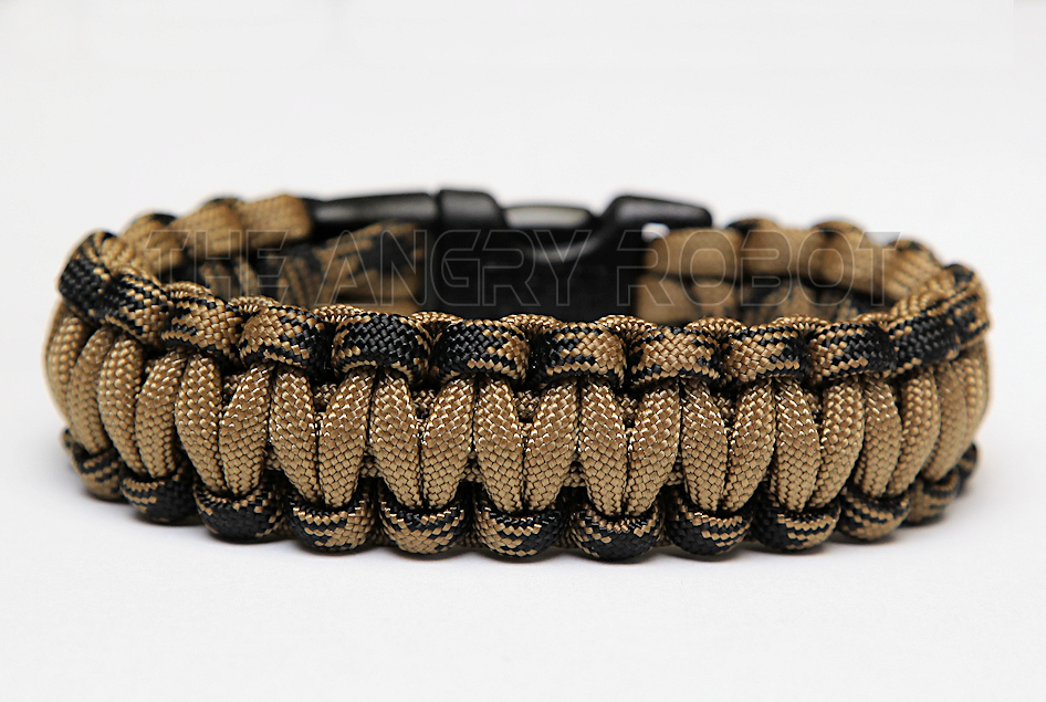 550 Paracord Survival Bracelet Cobra - Hyena & Camo Brown - Black Brown