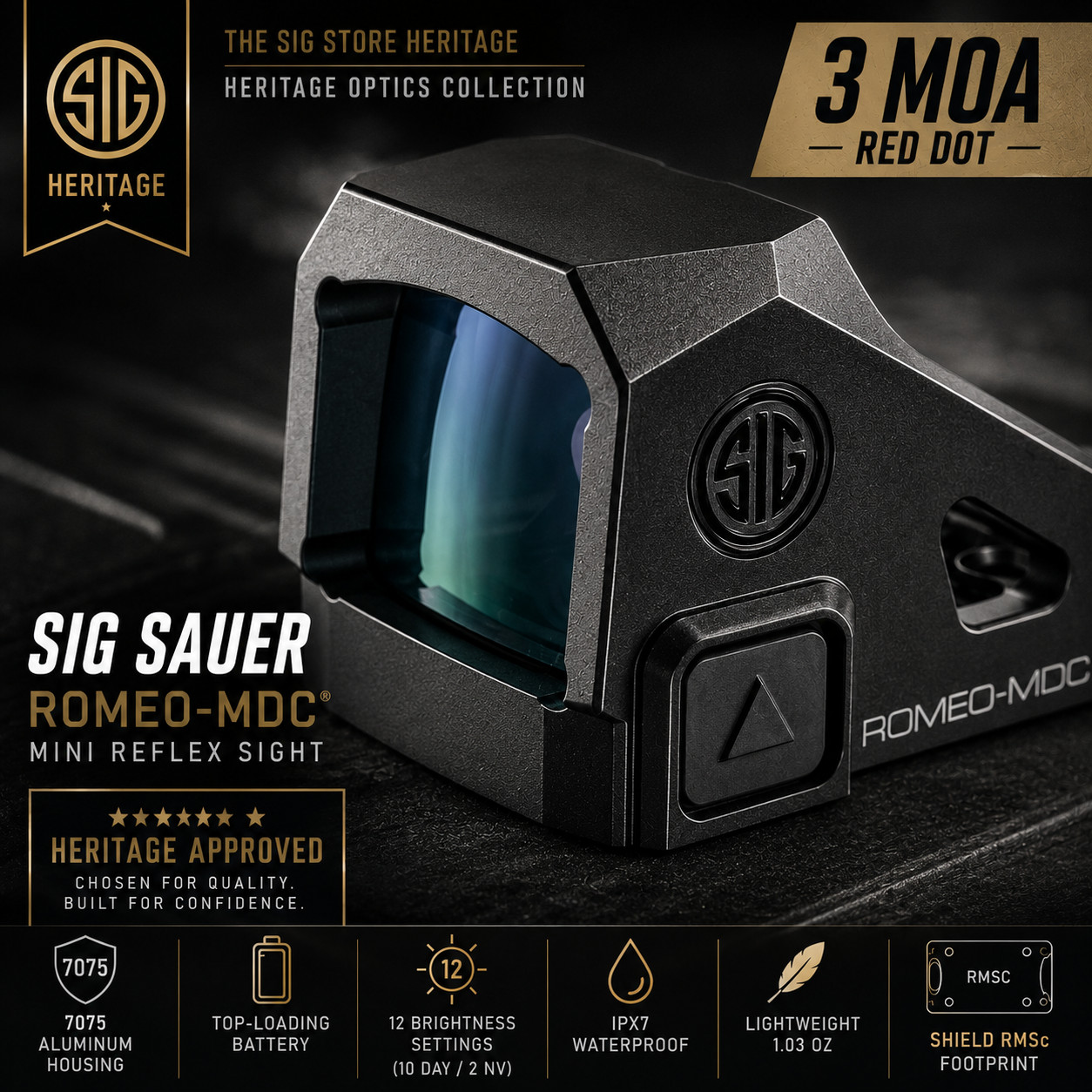 Sig Sauer Romeo MDC 3 MOA Red Dot Optic P365 RMSc  SORMDC30