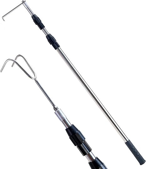 6.3 Ft Truck Cargo Grabber Reach Retriever Tool with Two Hooks, Pickup Truck Bed