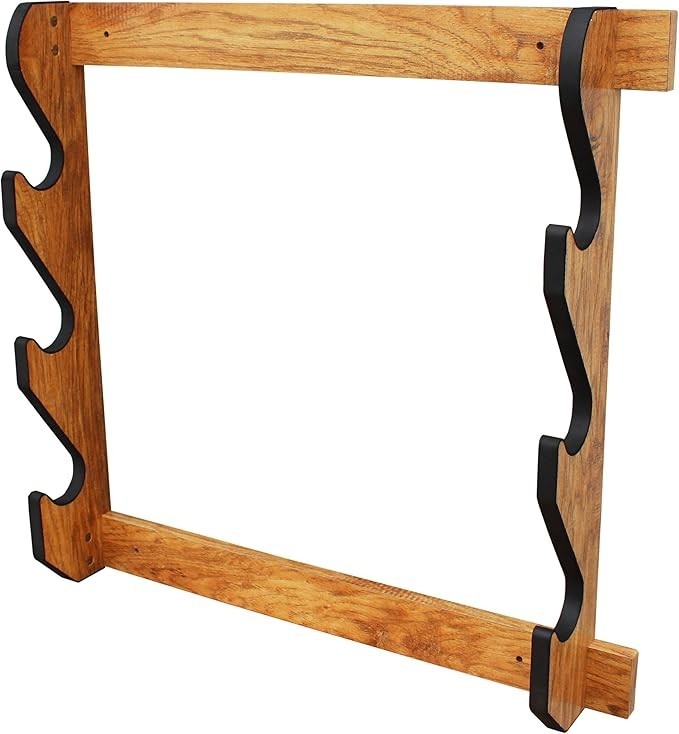 Wooden Gun Rack Indoor Storage for 3 Rifles Shotguns Premium Wood Display Wall