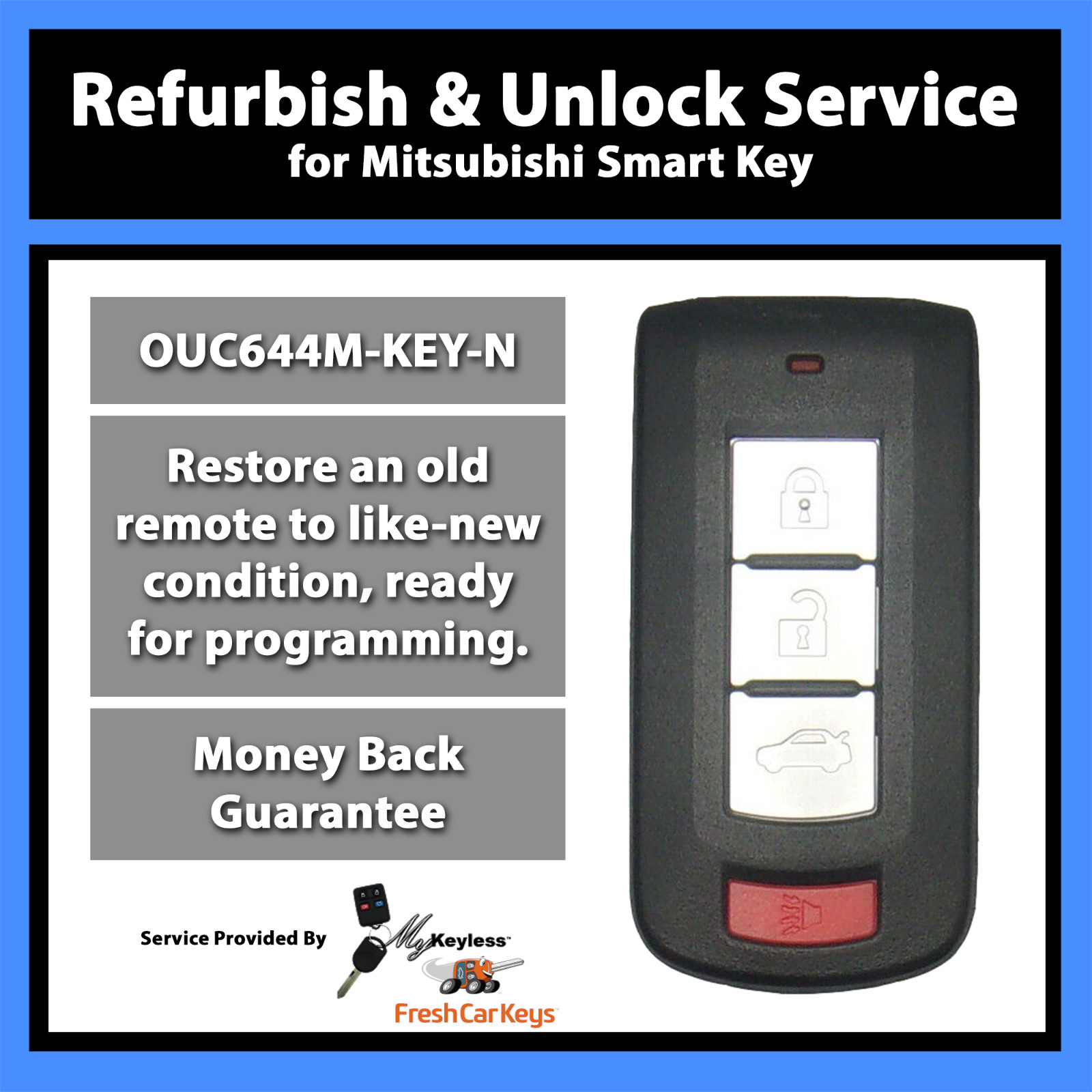 Unlock Reflash Service for Mitsubishi Lancer Remote Fob Car Trunk OUC644M-KEY-N