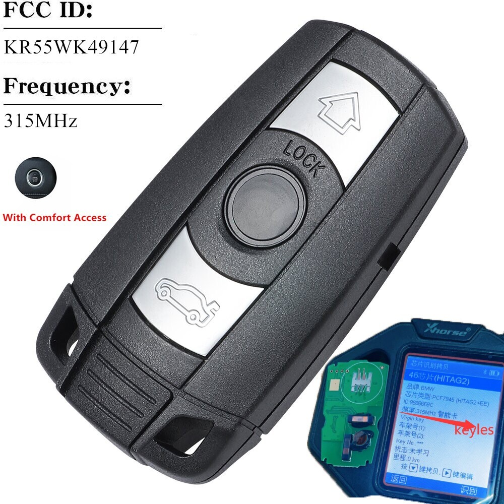 Replacement KEYLESS GO Remote Transmitter For BMW 3 Series 5 Series KR55WK49147