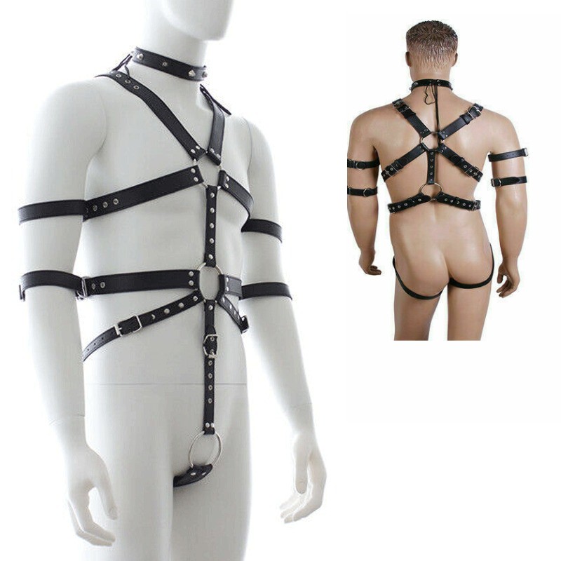 Male Sexy Bodysuit Harness Belt Chest Lingerie Gay Punk Clubwear Custume BDSM