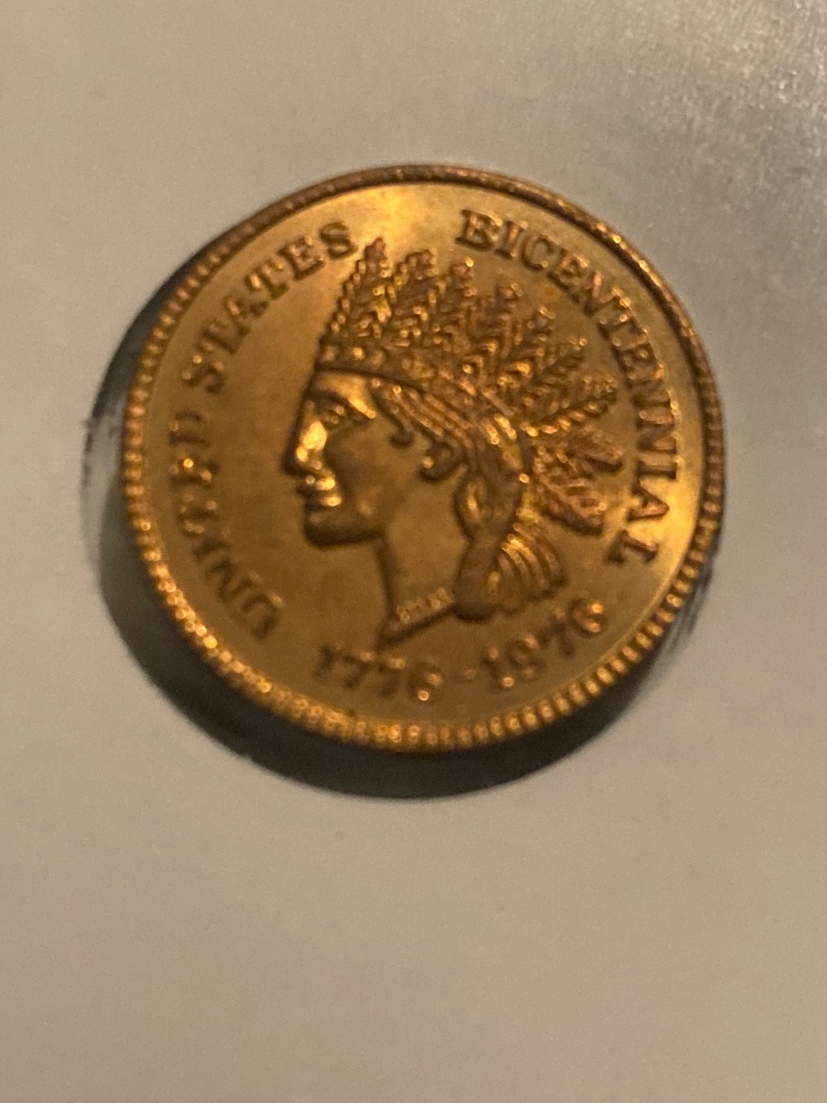 1776 -1976 Bicentennial Indian General Burgoyne 20 MM Copper