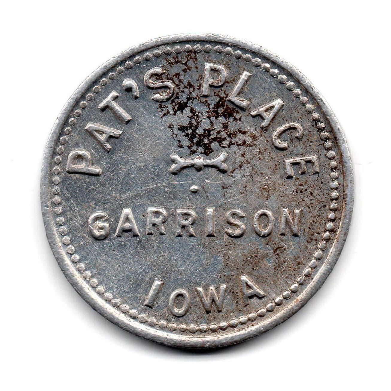 PAT’S PLACE • GOOD FOR 5¢ IN TRADE • GARRISON, IOWA, IA. • TC-258155