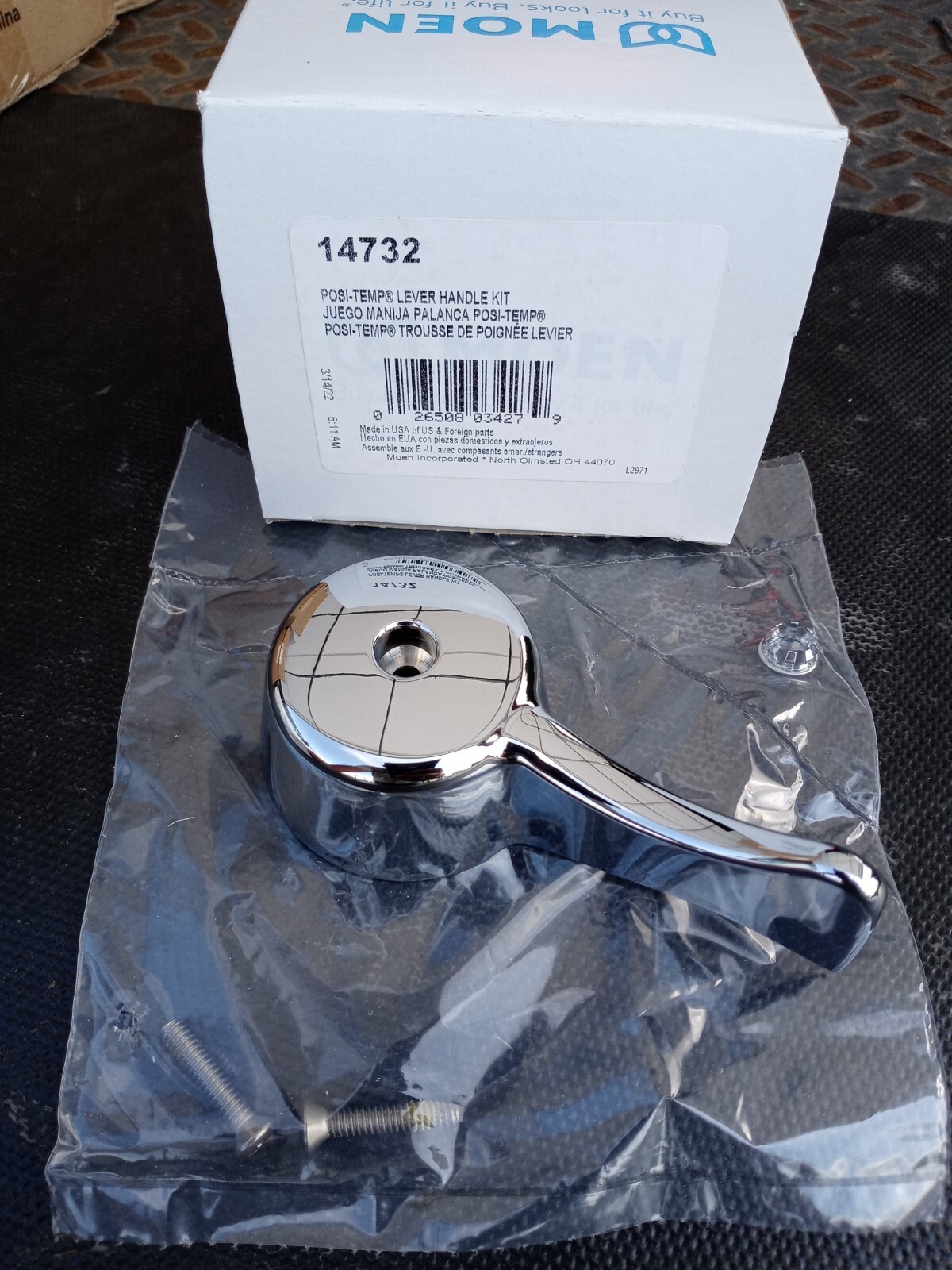Moen 14732 Chrome Replacement Single Lever Handle Kit For Tub & Shower