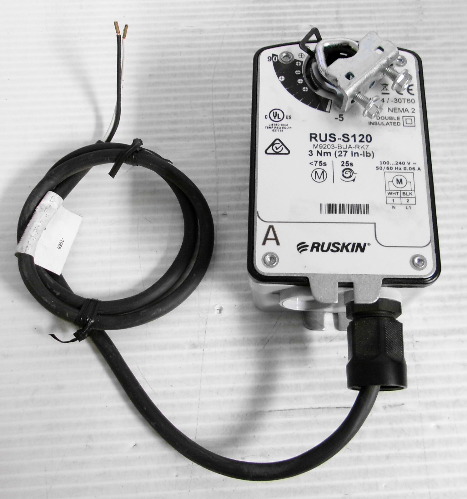 Ruskin RUS-S120 M9203-BUA-RK7 Control Damper Actuator 3Nm 27in-lb 120V