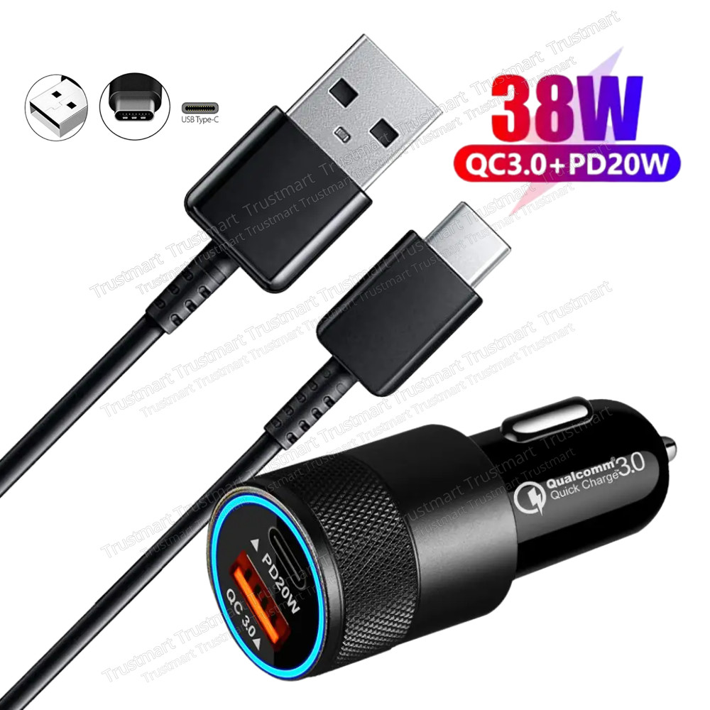 For Android Samsung Phone Adapter 38W Fast Charger Type C Charging Cable Cord
