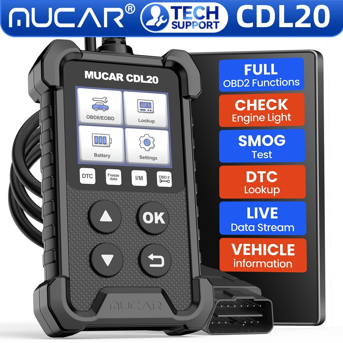 Mucar CDL20 Automative OBD2 Fault Code Reader Car Diagnostic Scanner