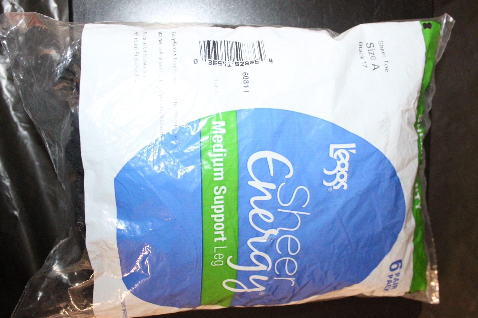 L'eggs Sheer Energy Medium Support Leg  Sheer Pantyhose  6 Pack Size A Black 17