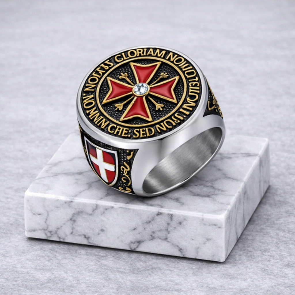Knights Templar Put On The Whole Armor of God Ring Stainless Steel Blk Siz 7-14