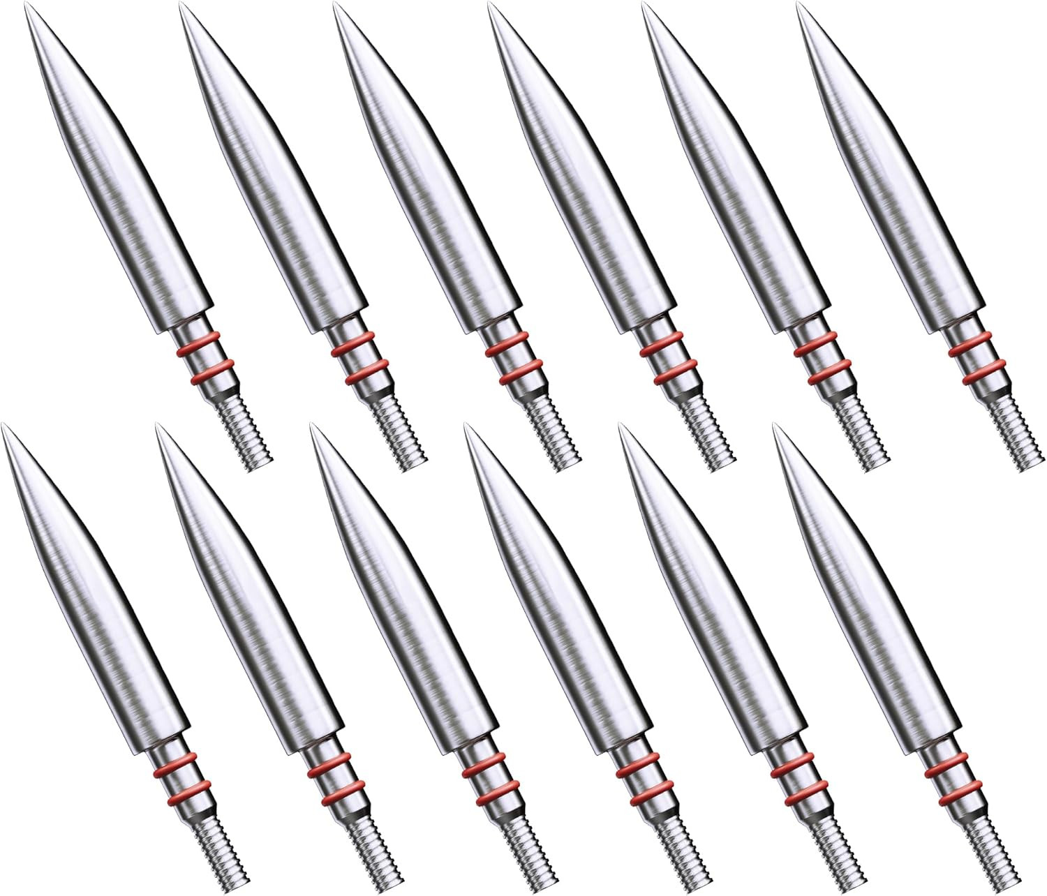 MOLFUZ 12Pcs Archery Field Points /200 Grain, Stainless Steel Screw-In Practice