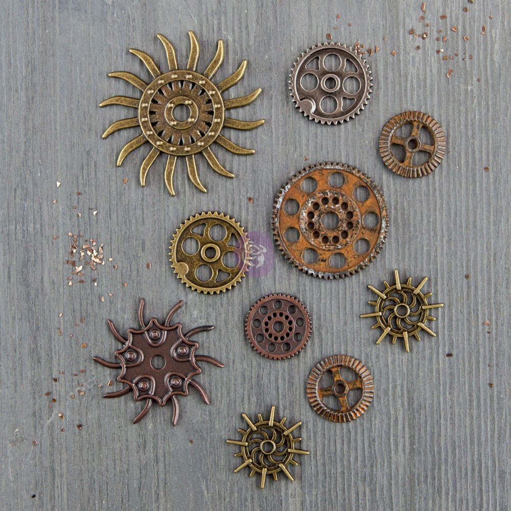 Prima Marketing Finnabair Mechanicals Metal Embellishments-Steampunk Gears 10/Pk
