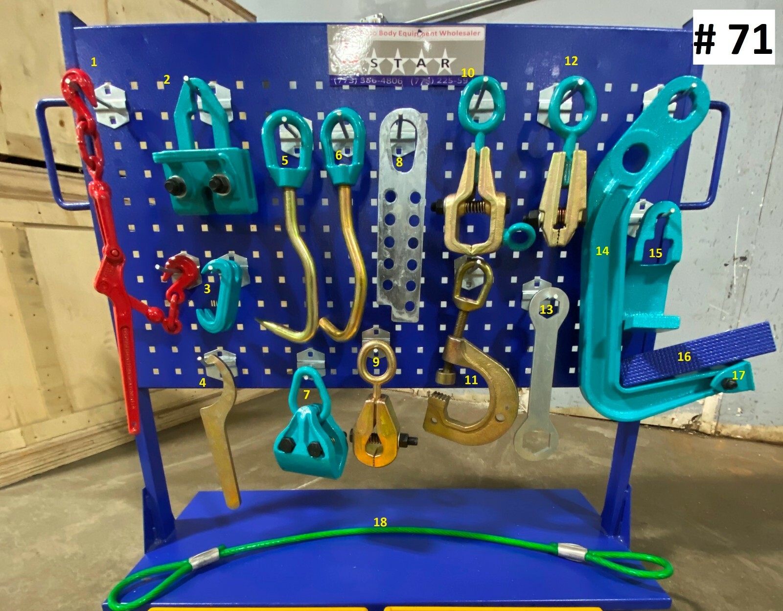 SET#71 - 18 PIECE HEAVY DUTY AUTO BODY FRAME MACHINE PULLING TOOLS & CLAMPS SET