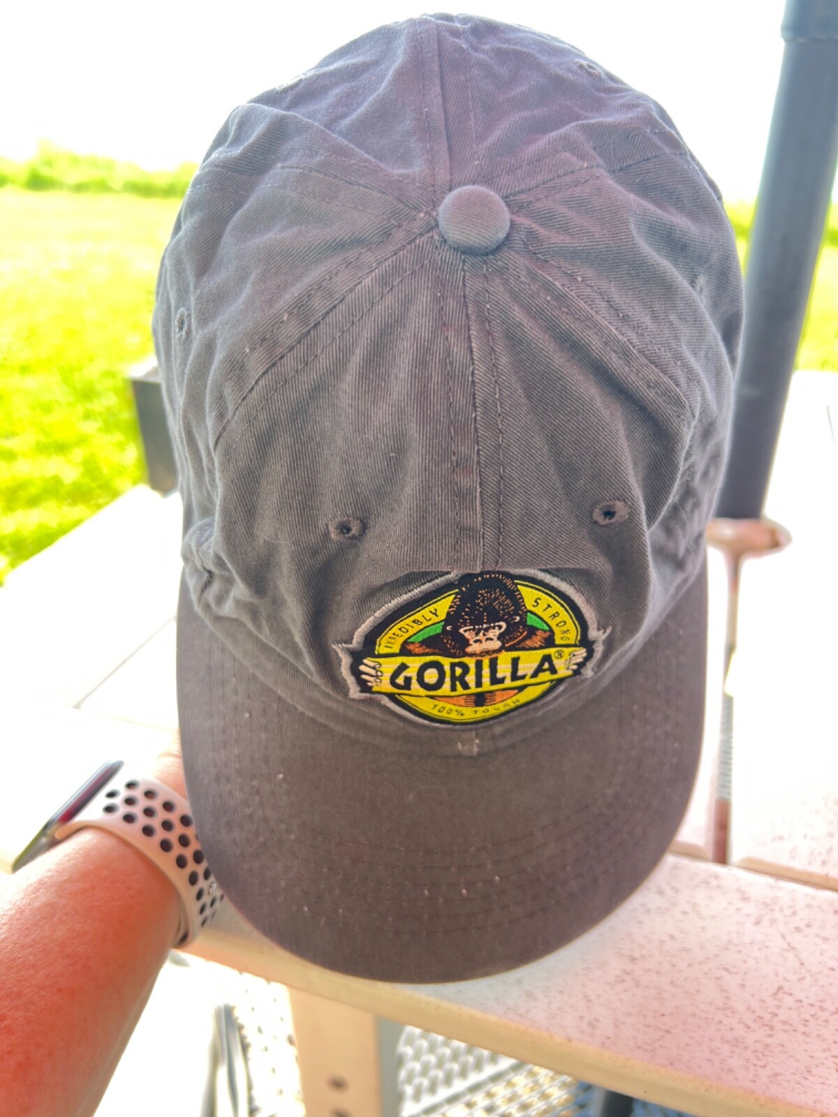Gorilla Tape Logo on Gray Cotton Hat Cap Hook Loop Good Condition