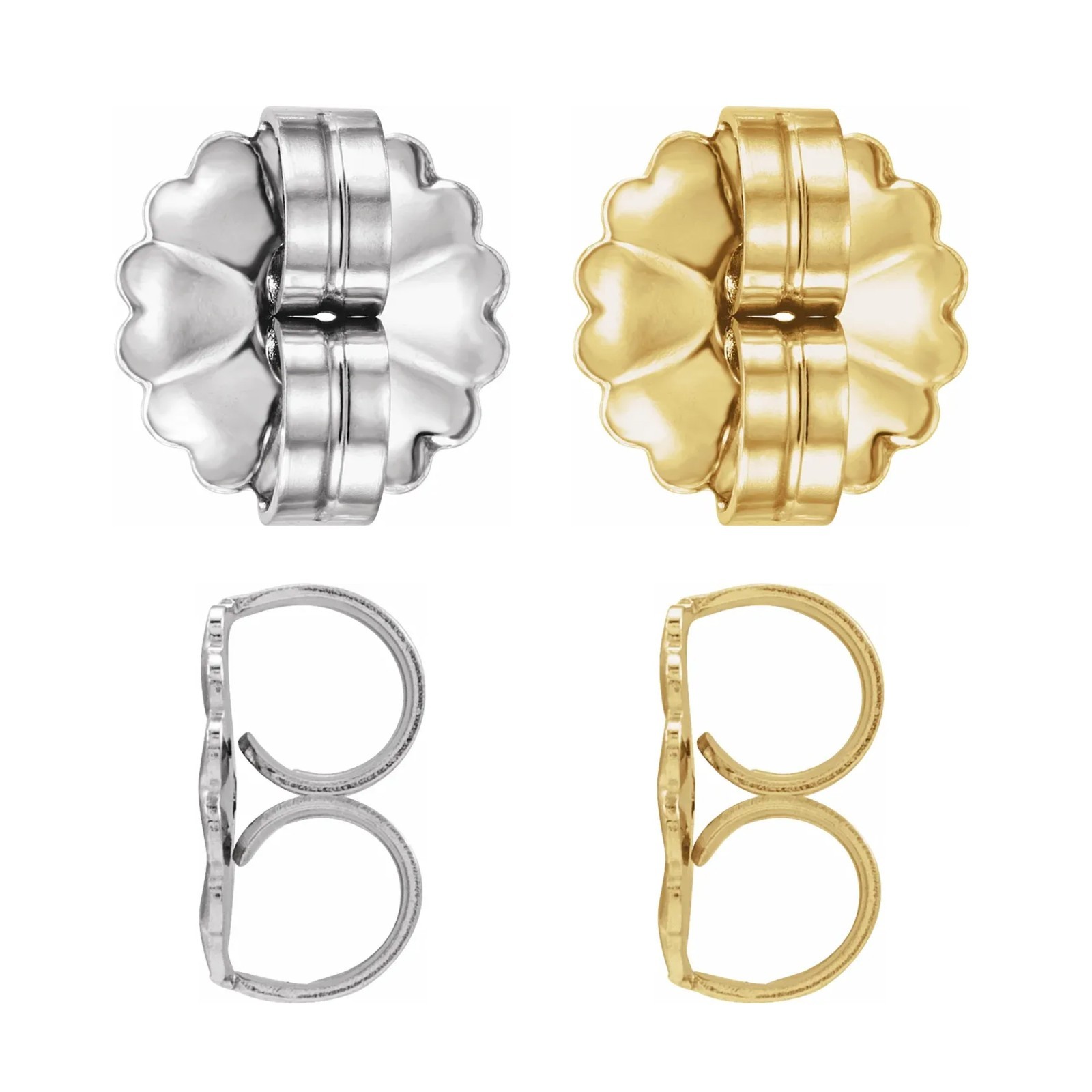 10K 14K 18K Solid Gold Silver Earring Friction Push Back Heavy Weight 9.5mm 2pcs