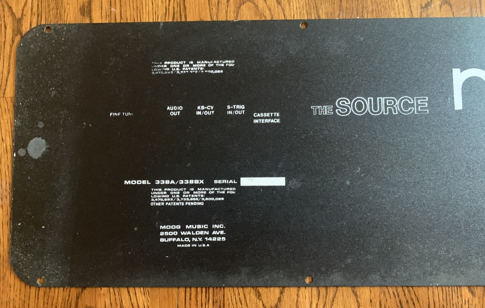 Original Bottom For Moog The Source Synthesizer Bottom Plate OEM