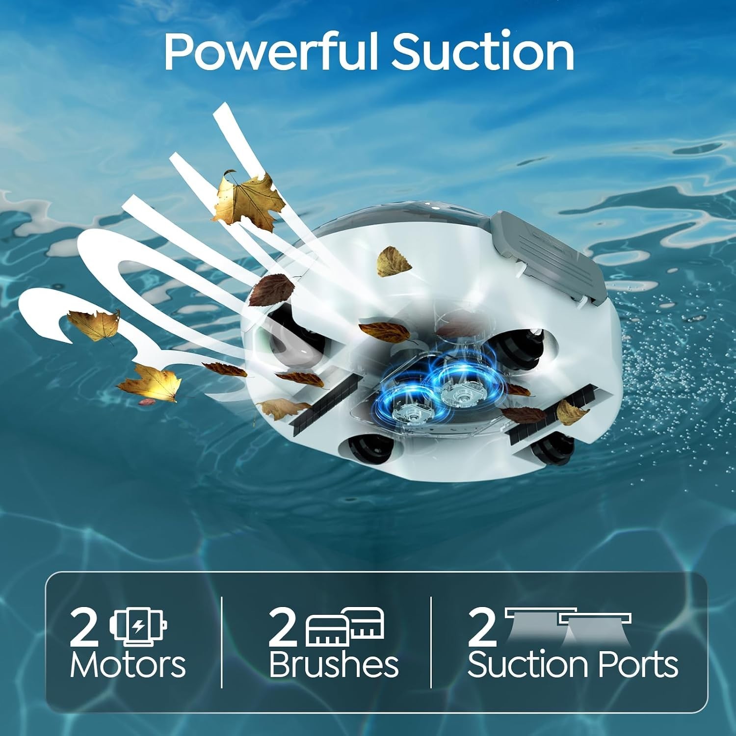Pool Vacuum Robot for above Ground Pools, Cordless Operation, 80-Min Runtime