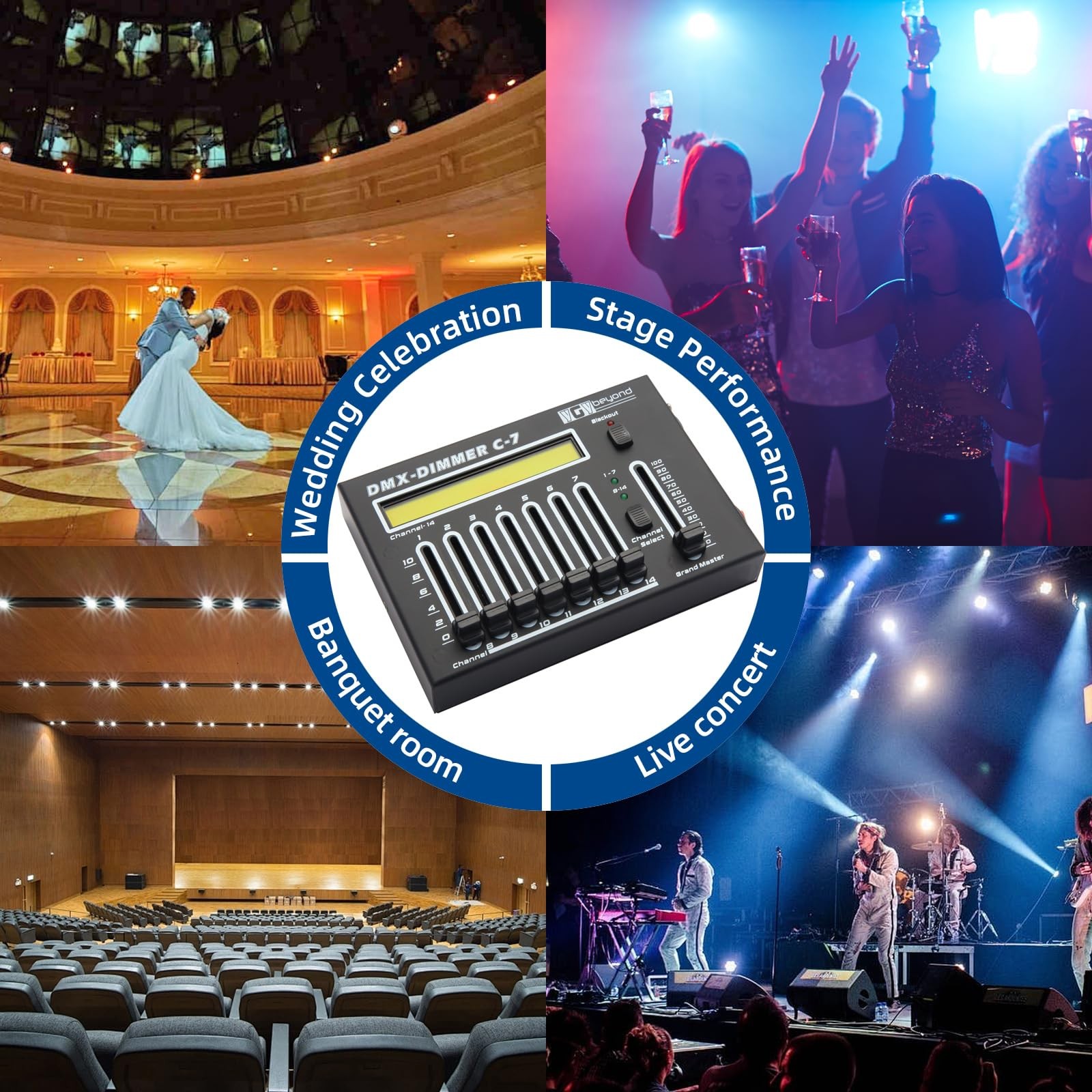 ygybeyond DMX512 Controller 14-Channel Mini Lighting Console, Portable DJ Light
