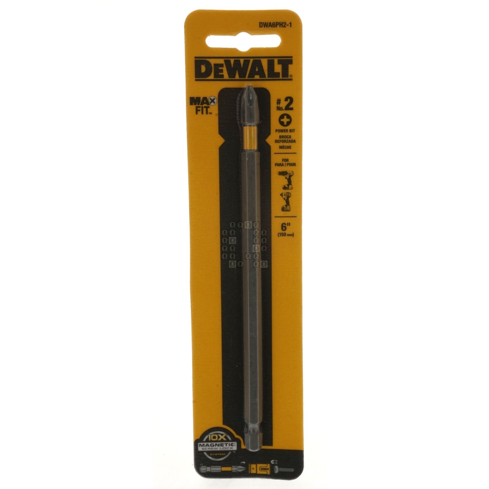 DeWALT DWA6PH2-1 #2 Phillips / PH2 MAX-FIT Power Bit, 6" Length