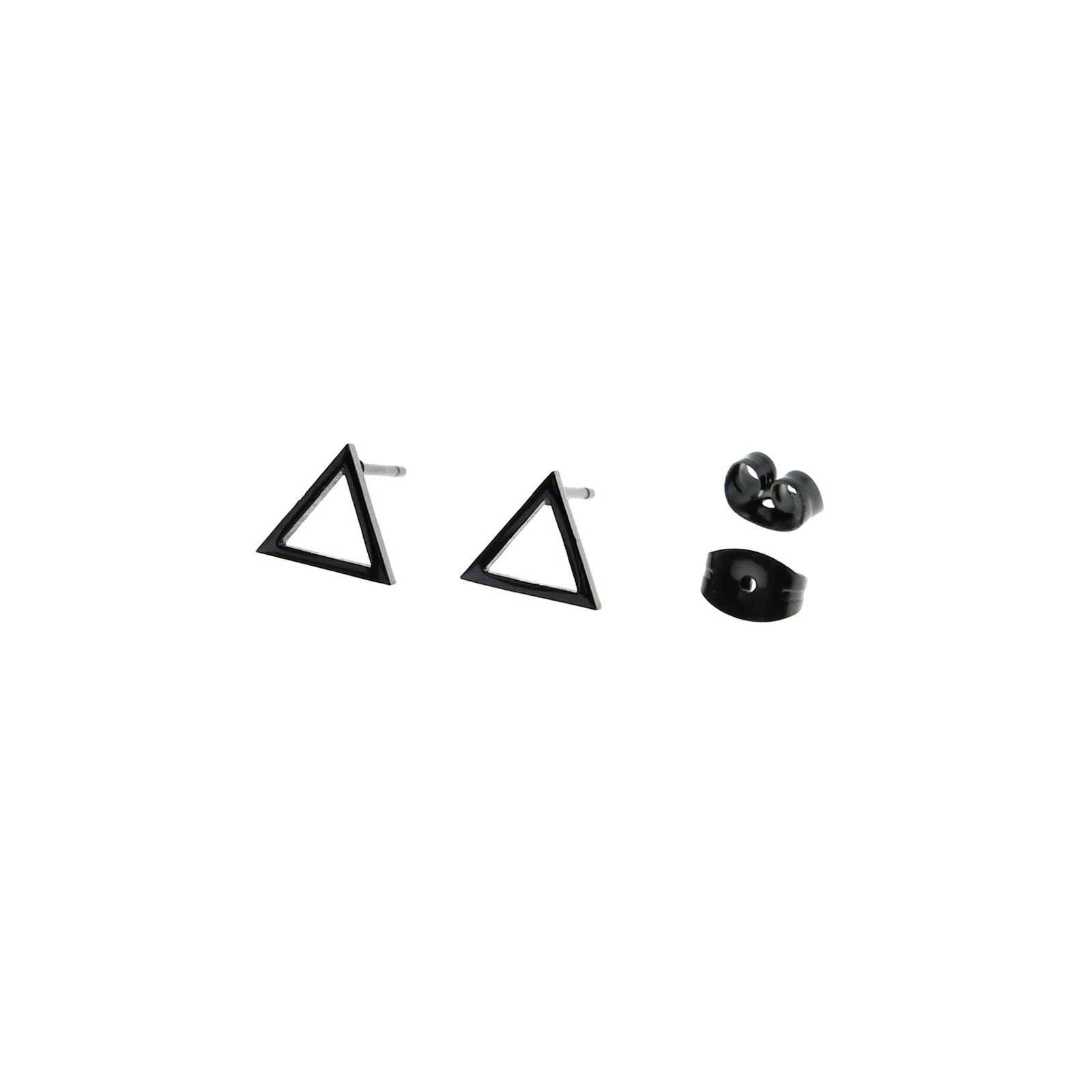 Gunmetal Stainless Steel Earrings - Triangle Studs-8mm-2 Pieces 1 Pair-ER065