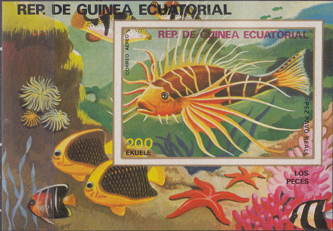 W EQUATORIAL GUINEA 1477-B313 EXOTIC FISHES IMPERFORATED SOUVENIR SHEET