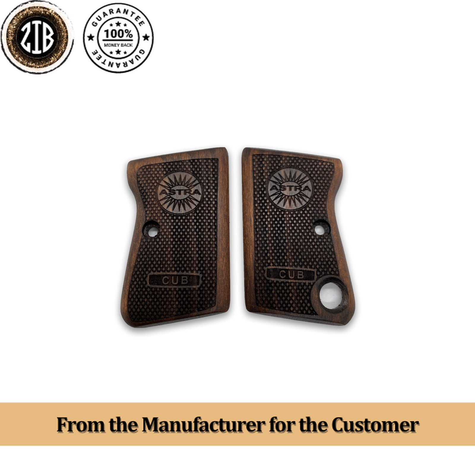 ZIB GRIPS Astra Mod 200 Cup Pistol Grip Handmade From Walnut Wood Ars.03