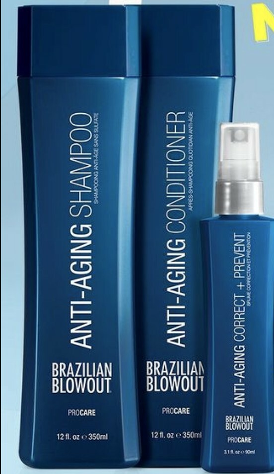 Brazilian Blowout Anti Aging bundle Shampoo, Conditioner & Correct Prevent Spray