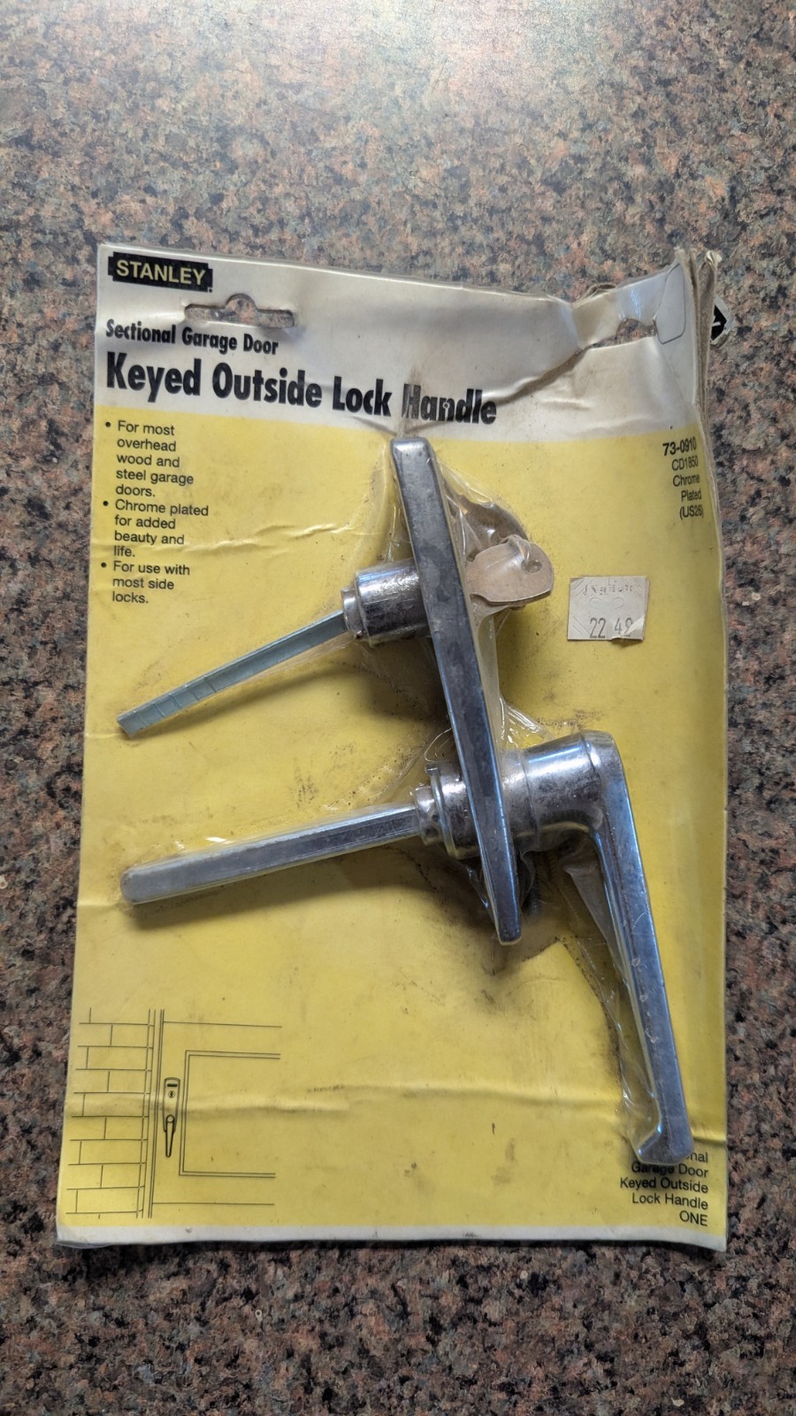 Stanley Keyed Outside Lock Handle 73-0910 / CD1850 VINTAGE OLD STOCK READ